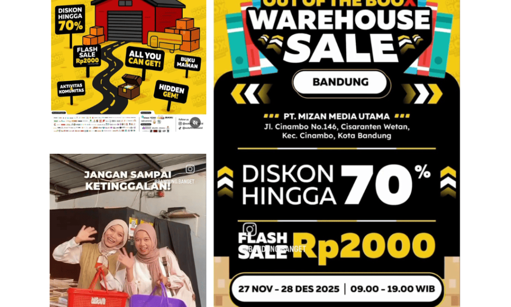 Berburu buku-buku bergizi  diskon  70 % di Warehouse Sale